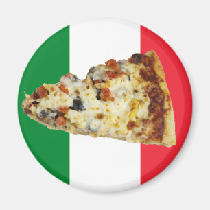 Pizzaskiva på färger av den italienska flagga magnet