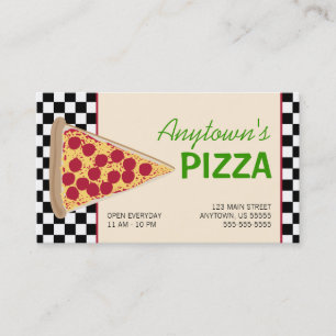 Pizzaskiva & svartschackbrädePizza Visitkort