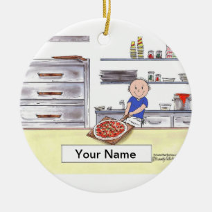 Pizzatillverkare - manlig julgransprydnad keramik
