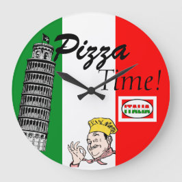 PizzaTime-Italienare flagga Stor Klocka