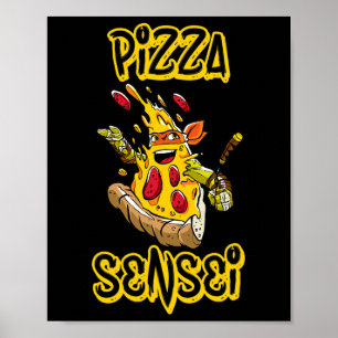 Pizzaträja Pizza Sensei Rolig Karate Pizza Älskare Poster