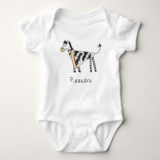 Pizzebra Pizza Zebra Barn Baby Bodydräkt T-Shirt (Framsida)