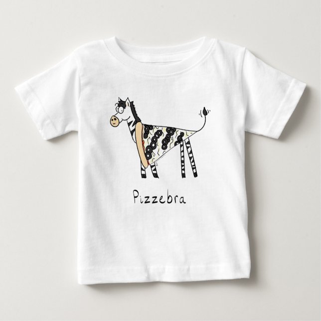 Pizzebra Pizza Zebra Barn Baby T-Shirt (Framsida)