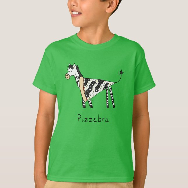 Pizzebra Pizza Zebra Barn Boy's T-Shirt (Framsida)