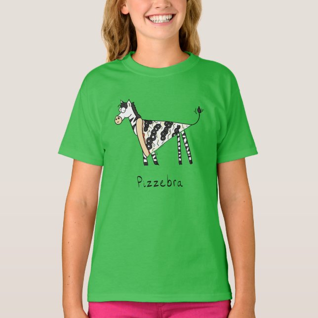 Pizzebra Pizza Zebra Barn Girl's T-Shirt (Framsida)