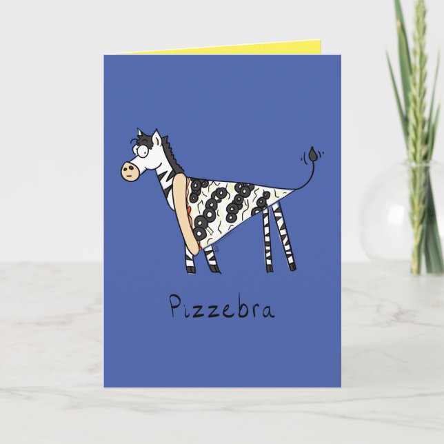 Pizzebra Pizza Zebra Cute Food Greeting Card Kort (Framsida)