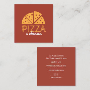 Pizzeria Enkel Röd Gul Design Affärskort Fyrkantigt Visitkort