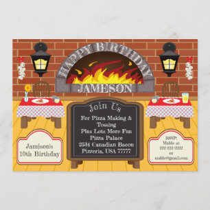 Pizzeria Fire Rosted Pizza Party Allergies Inbjuda Inbjudningar