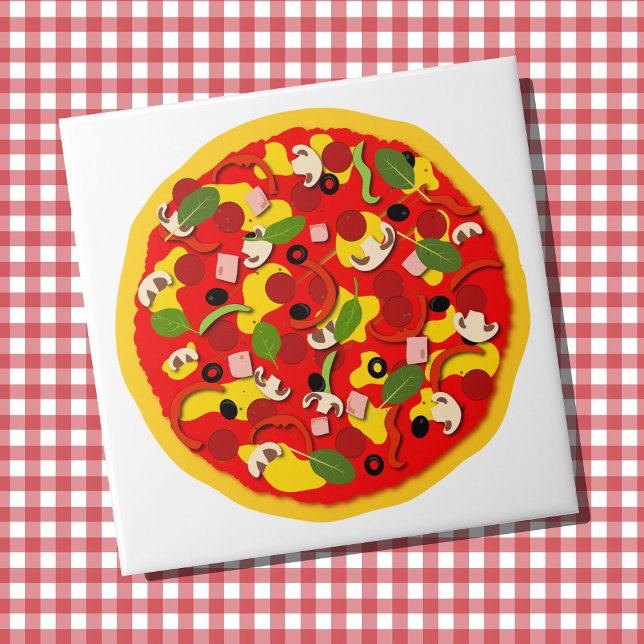 Pizzeria Pepperoni Pizza Colorful Kakelplatta (Colorful pizzeria ceramic wall tile)