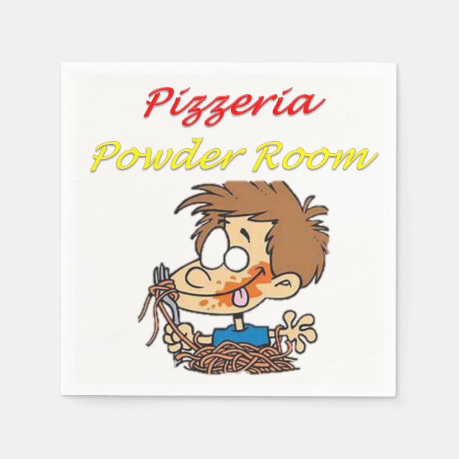 Pizzeria Powder Room Papper Napkins Pappersservett (Framsidan)