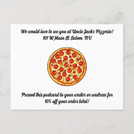 Pizzeria Promotive Postcard Cusomtizable Text Vykort
