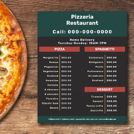 Pizzeria Restaurant Menu & Pris List Flyer