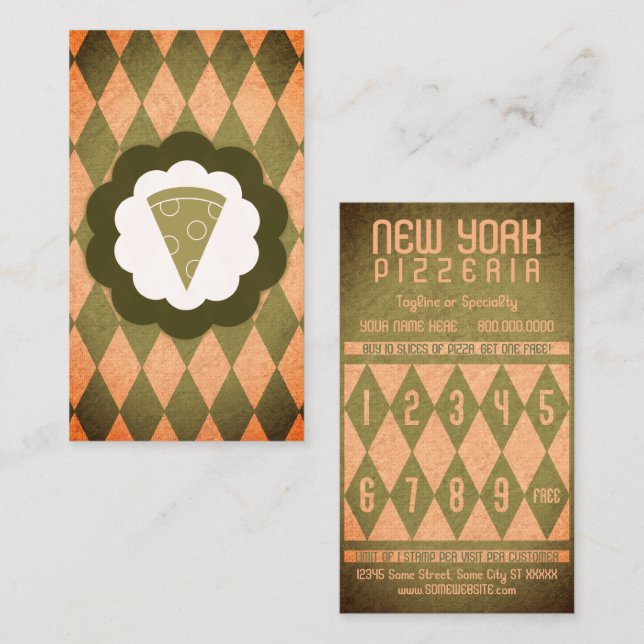 pizzeriadiamanter frimärke-kort lojalitetskort (Fram/baksida)