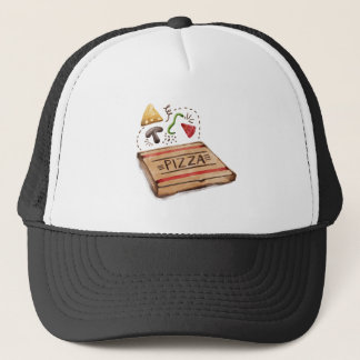 PizzeriaPizza boxas med arbetstoppningarna Keps