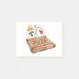 PizzeriaPizza boxas med arbetstoppningarna Post-it Block