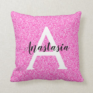 Pizzig flickaktigt varmt rosa glitter gnistrar mon kudde
