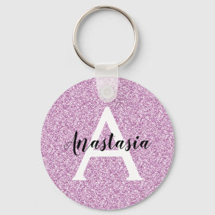 Pizzig flickigt lila glitter gnistrande monogramna nyckelring