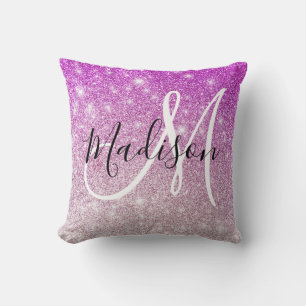 Pizzig & Glam Lila Glitter Gnistrande Monogram Nam Kudde