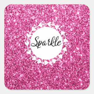 Pizzig & Glam varmguldröd glitter gnistrar vita hj Fyrkantigt Klistermärke