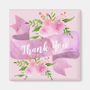Pizzik Fint Chic Blommig Rosabruten Rosa Tack Magnet