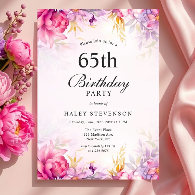 Pizzikigt blomstergirligt pastellvattenfärg Chic 6 Inbjudningar (Skapare uppladdad)