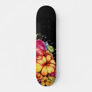 Pizzikigt tropiskt blommigt skateboard