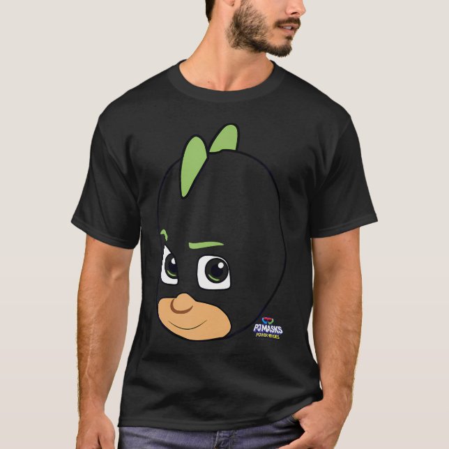 Pj Mask Gekko Big Ansikte Power Hero Porträtt T Shirt (Framsida)