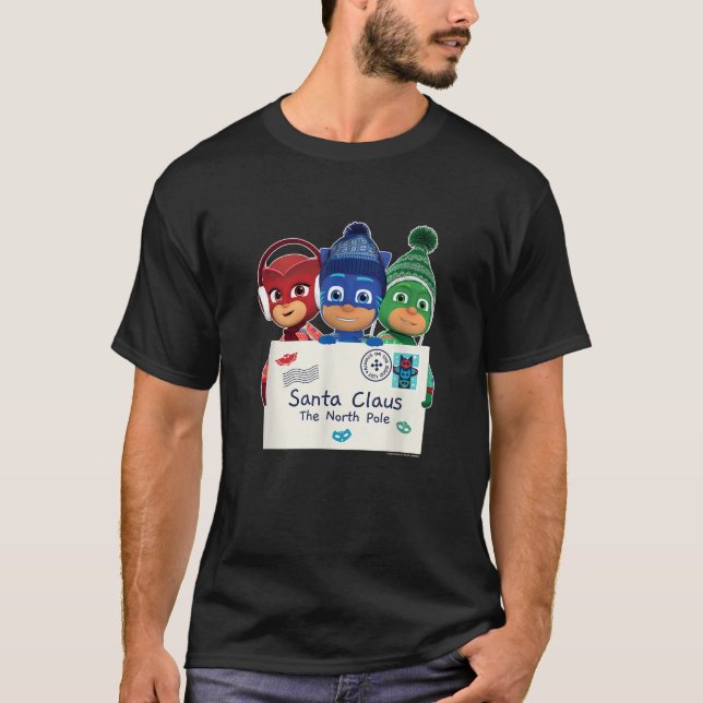PJ Mask jul Brev till Jultomten Helgdag H T Shirt (Framsida)