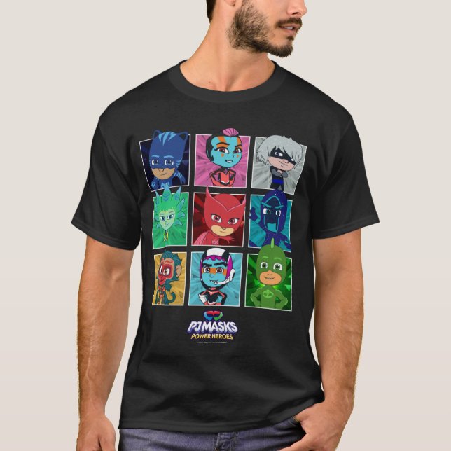 PJ Masks Group Shot Panel-tecken som har startats  T Shirt (Framsida)