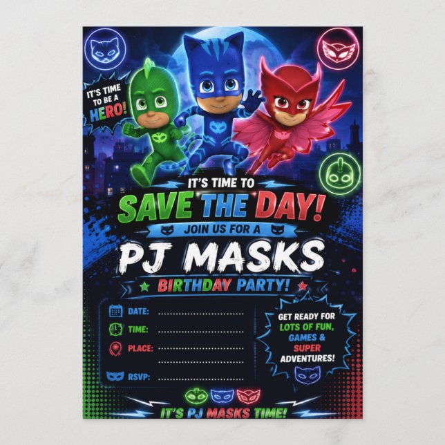 PJ Masks inbjudan (Framsida)