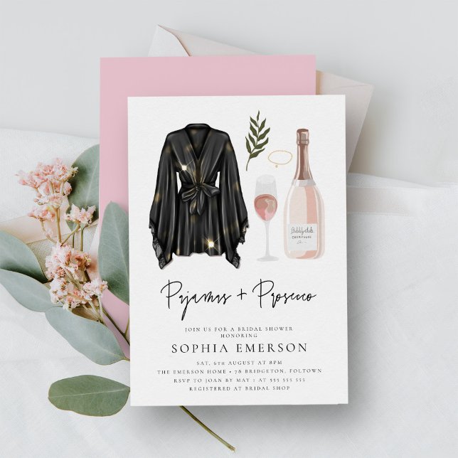 PJ:s och Prosecco Pajama Party Möhippa Inbjudningar (Skapare uppladdad)