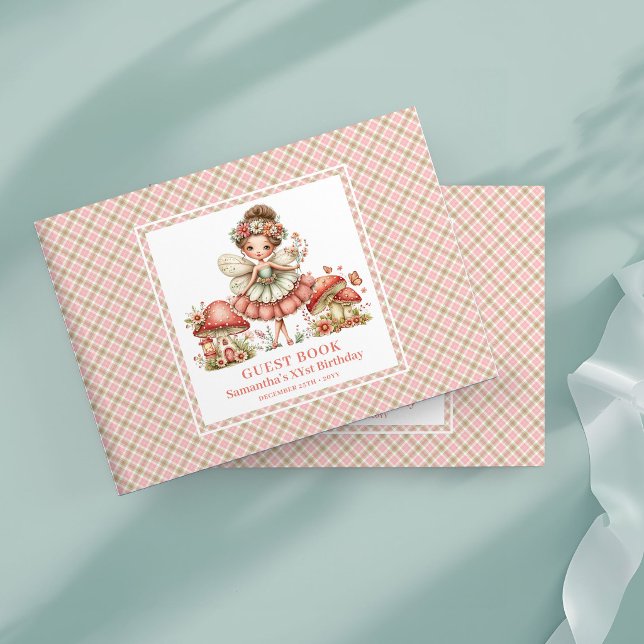 Pjåkig Rosa Fe 3-års Födelsedags Gästbok (Whimsical Pink Fairy 3rd Birthday Guest Book)