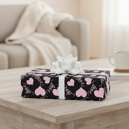 Pjåkiga hjärtteckningar Rosa kärlekskrift Presentpapper