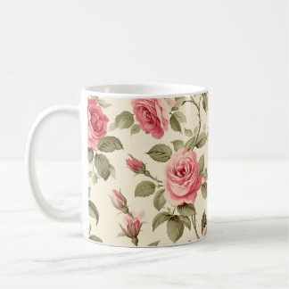 Pjäsig rosa ros kaffemugg