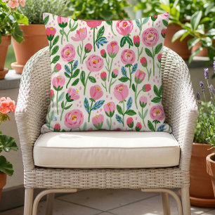 Pjäska Rosa Rosknoppar Sommar Blommig Mönster Kudde