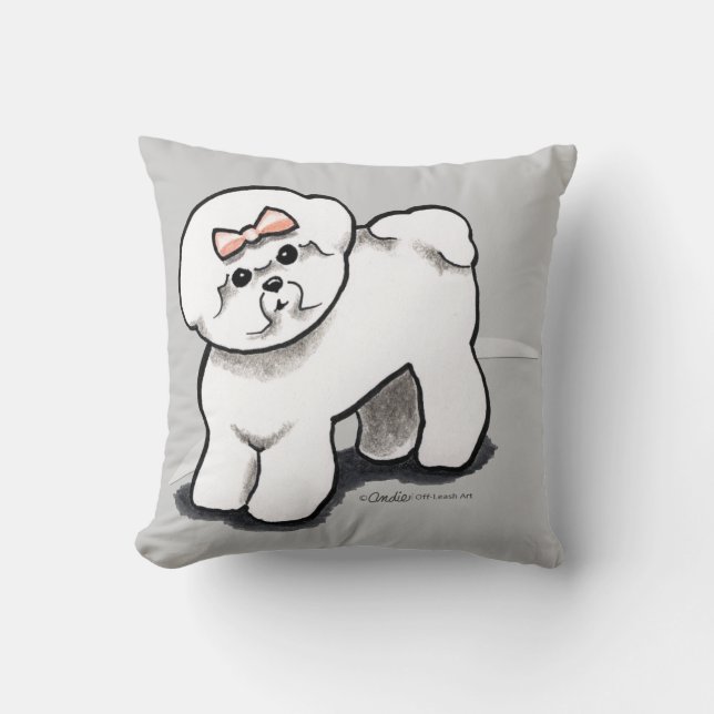Pjattig Bichon Frise Kudde (Framsida)