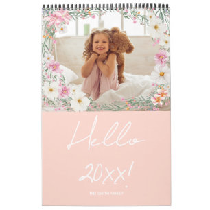 Pjattig Blommig Anpassad Foto Familj Kalender