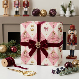 Pjättig julknäckare Sockerplommon Fairy Rosa Presentpapper