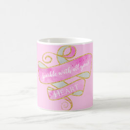 Pjattig Rosa Guld Glitter Gnistra Hjärta Kaffemugg
