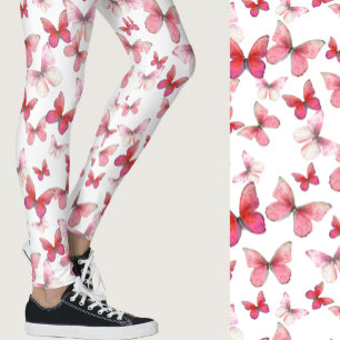 Pjattigt rött fjärilsmönster whimsical mönstrat leggings