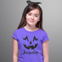 Pjättiljusstypiskt Jack O Lantern Namn Lila Flicko