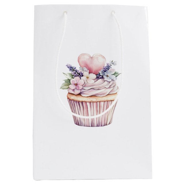 Pjättrosa Lila Hjärtan Blommig Cupcake Födelsedag (Framsidan)