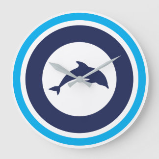 PJK 10.75" Round Acrylic Wall Clock / dolphin Stor Klocka