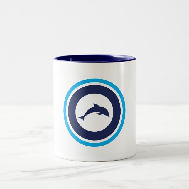 PJK 11oz Mug / dolphin logo / blue inside Två-Tonad Mugg (Center)