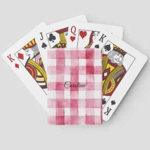 Pjollrigt rosa vitt rutigt randigt casinokort