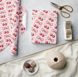 Pjonk Rosa Röd Coquette Körsbär Presentpapper