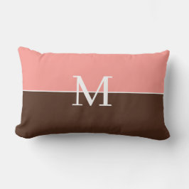 Pjonkrosa &brun monogram lumbarkudde