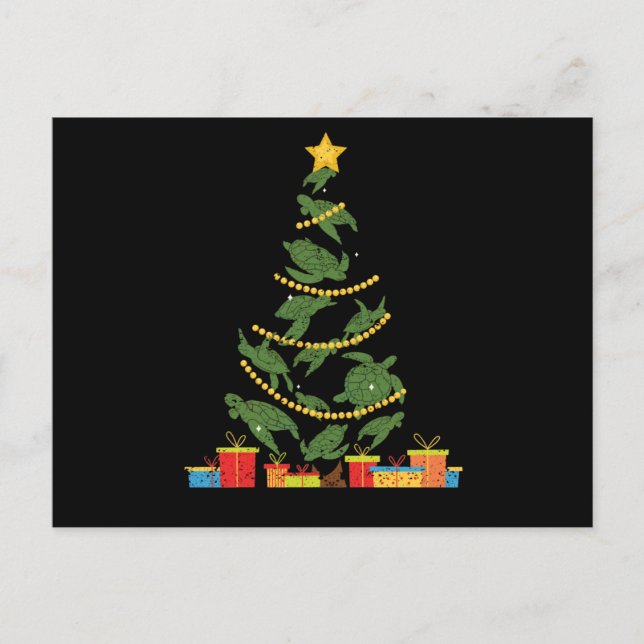 PJs för havssköldpadda Julgran Julafton Vykort (Framsida)