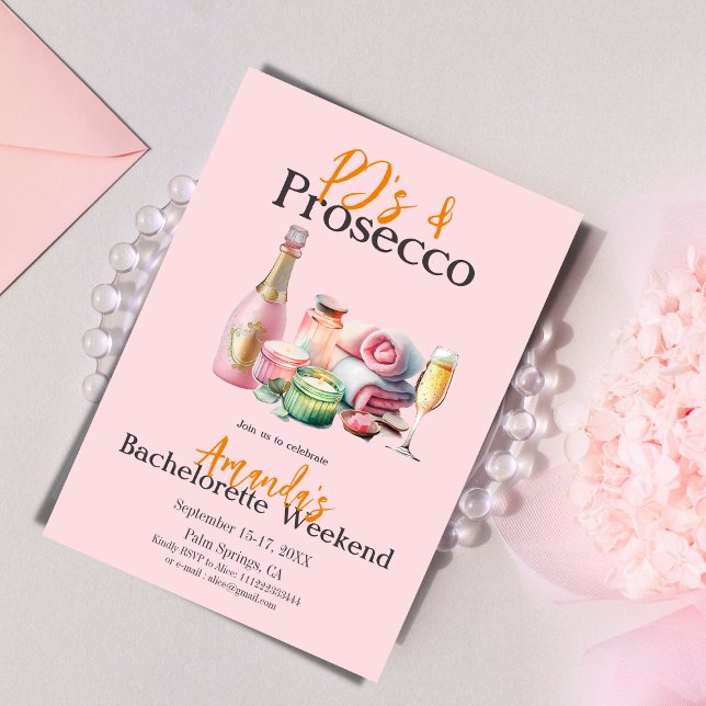 Pjs Prosecco Rosa Spa Bachelorette Party Itinerary Inbjudningar (Skapare uppladdad)