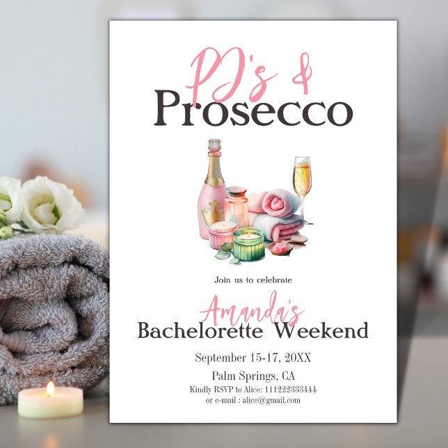 PJs Prosecco Spa Bachelorette Party Itinerary Inbjudningar (Skapare uppladdad)